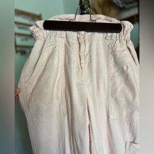 Anthropologie pale pink pants with elastic waist and belt loops